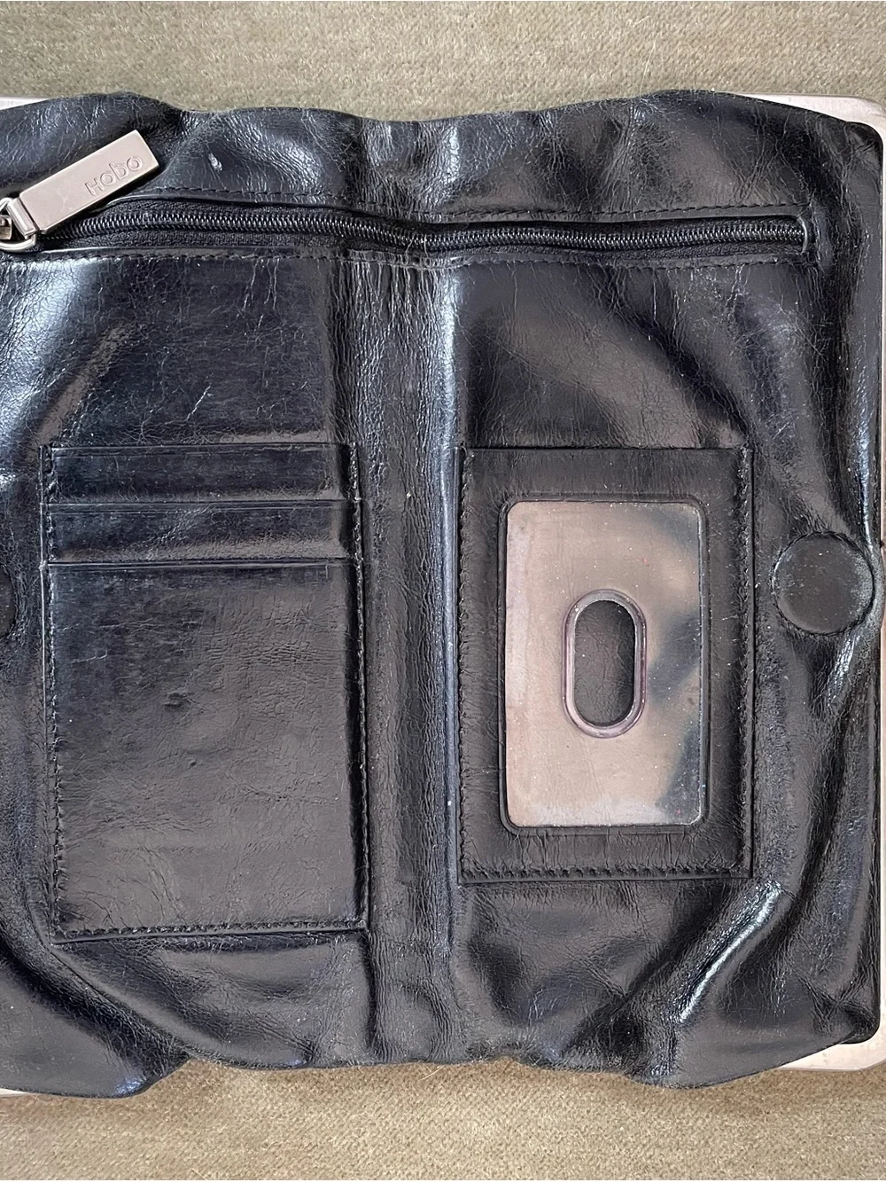 HOBO Lauren Leather Clutch Wallet Black Leather